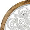 Distressed Wood Framed Round White Floral Wall Accent Medallion - 24"